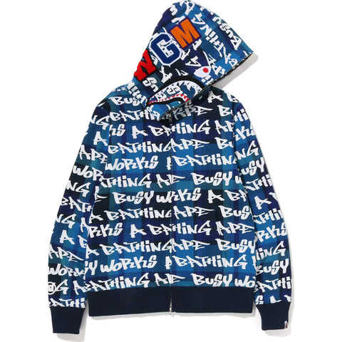Bape Graffiti Check Shark Full Zip Hoodie