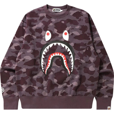 BAPE Color Camo Shark Relaxed Fit Crewneck 'Burgundy'