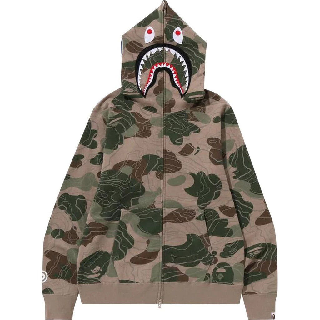 BAPE Layered Line camo Shark Full Zip Hoodie 'Beige'