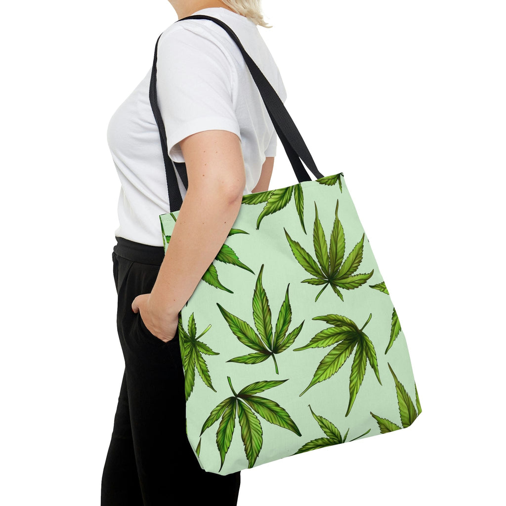 Green Marijuana Leaves Tote Bag