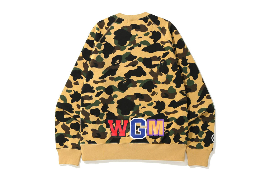 BAPE 1st Camo Printed Zip Shark Crewneck Yellow