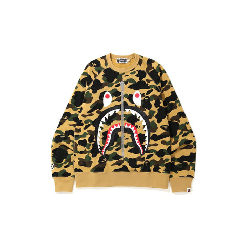 BAPE 1st Camo Printed Zip Shark Crewneck Yellow