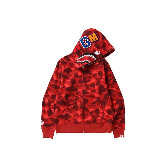 BAPE Color Camo Shark Full Zip Hoodie Red