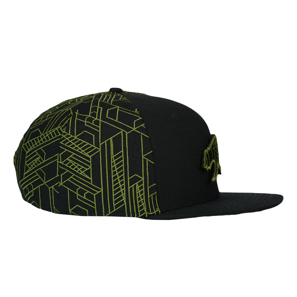 Removable Bear Digital Labyrinth Black Snapback Hat
