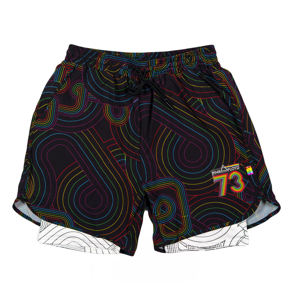 Pink Floyd DSOTM V2 Black Rainbow Athletic Liner Shorts