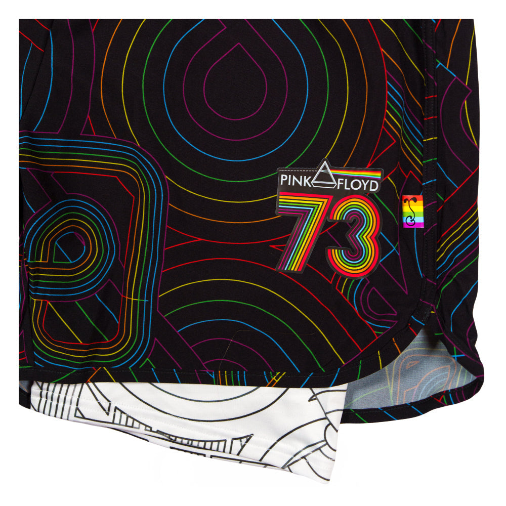 Pink Floyd DSOTM V2 Black Rainbow Athletic Liner Shorts