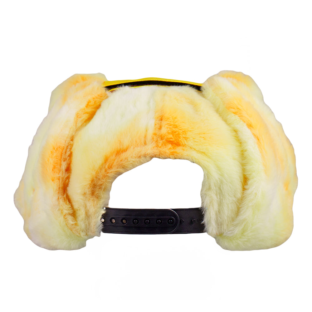 Orange Bear Fur Earflap Snapback Hat