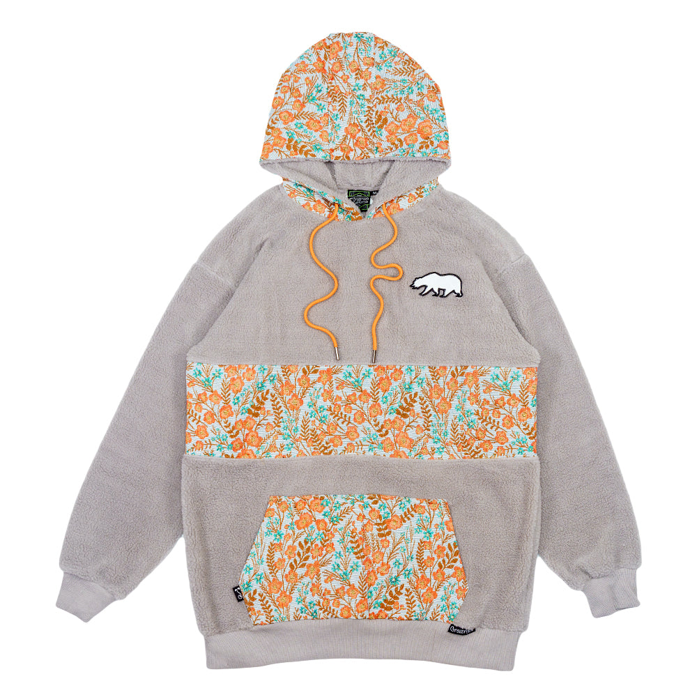 Removable Bear Floral Sherpa Tall Pullover Hoodie