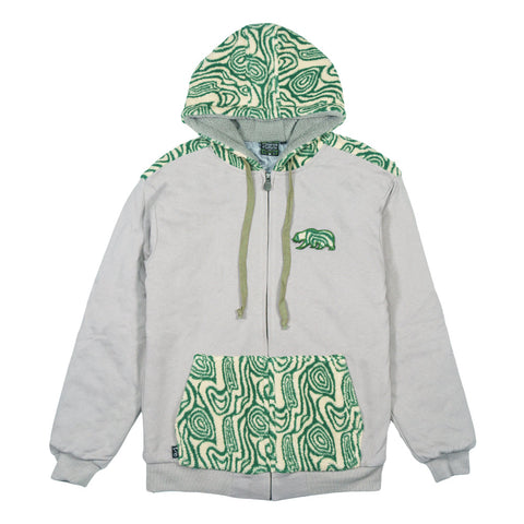 Removable Bear Green Fur Zip Up Hoodie