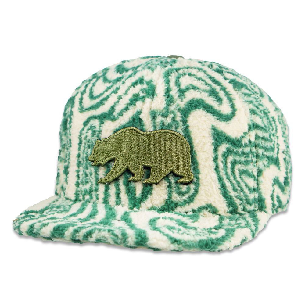 Removable Bear Green Fur Fitted Hat