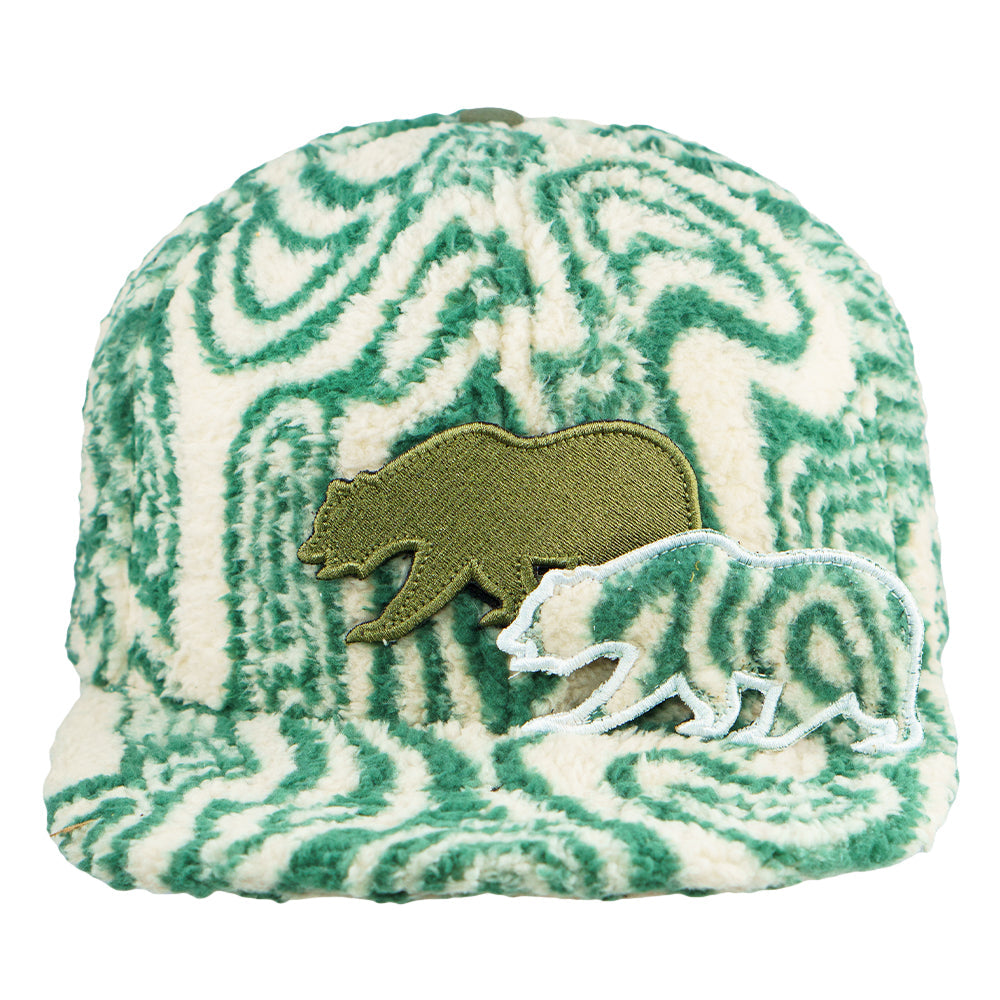Removable Bear Green Fur Fitted Hat