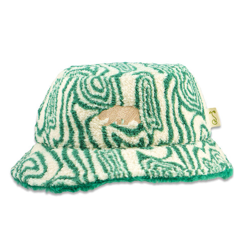 Bear Collection Green Fur Reversible Bucket Hat