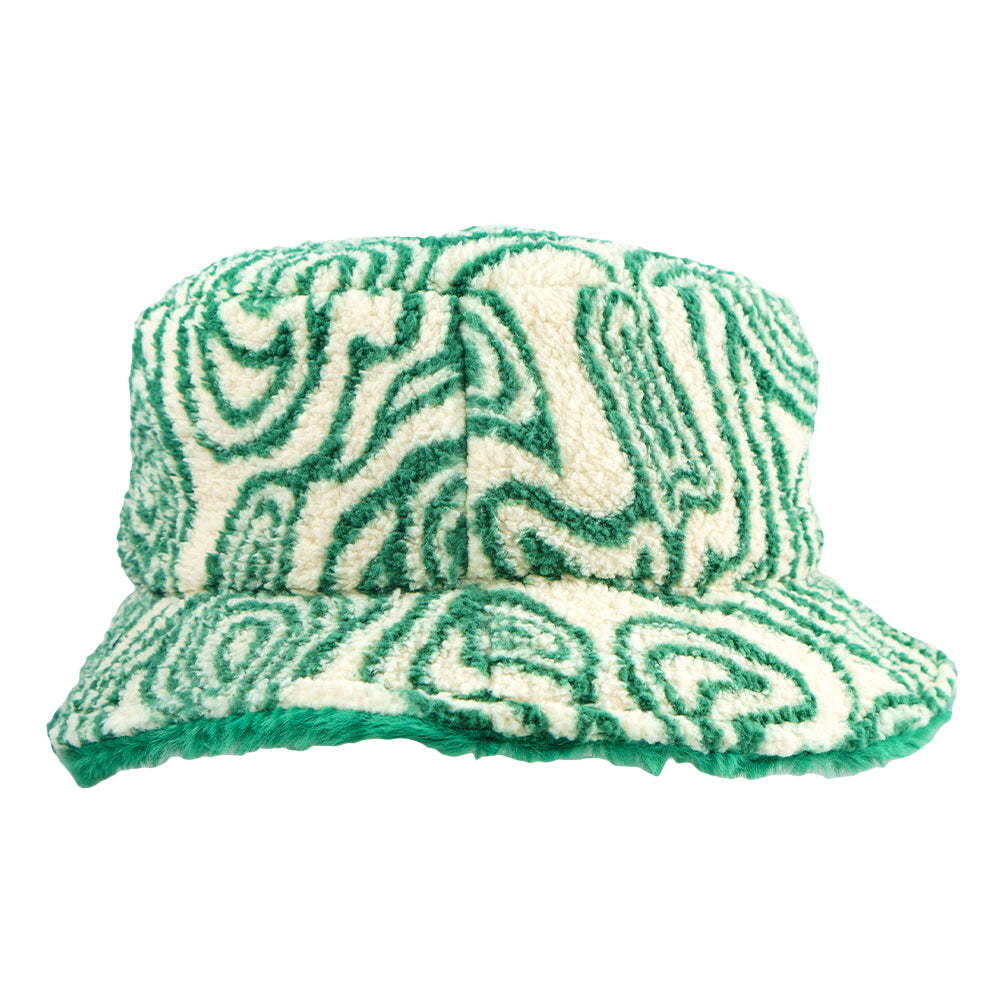 Bear Collection Green Fur Reversible Bucket Hat