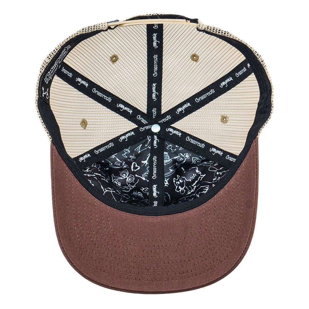 Jerry Garcia Sketch Cat Green Mesh Snapback Hat