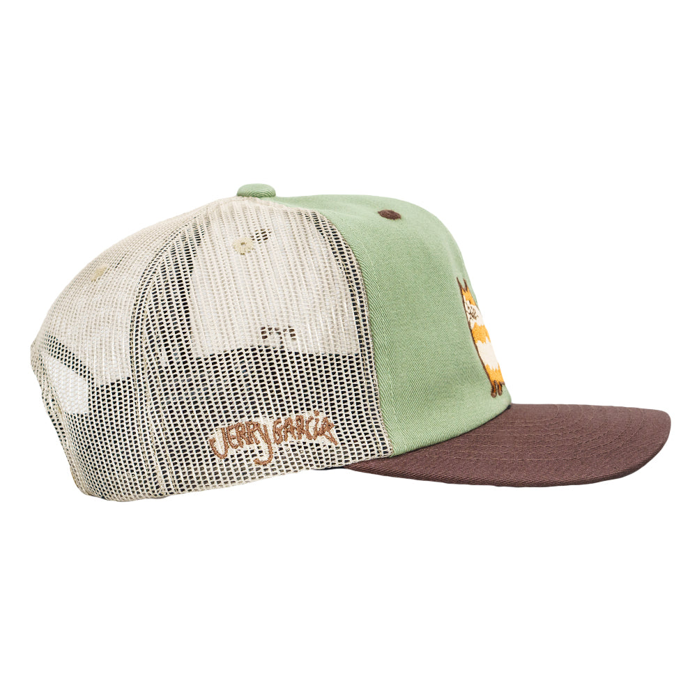 Jerry Garcia Sketch Cat Green Mesh Snapback Hat