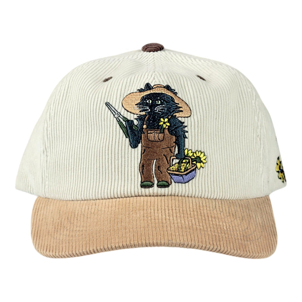 Leisure Cat In the Garden Tan Corduroy Dad Hat