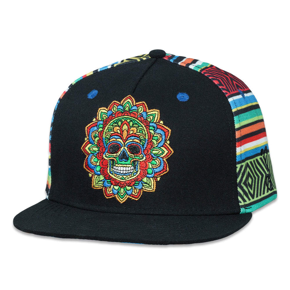 Dia De Los Muertos Sugar Skull Black Snapback Hat