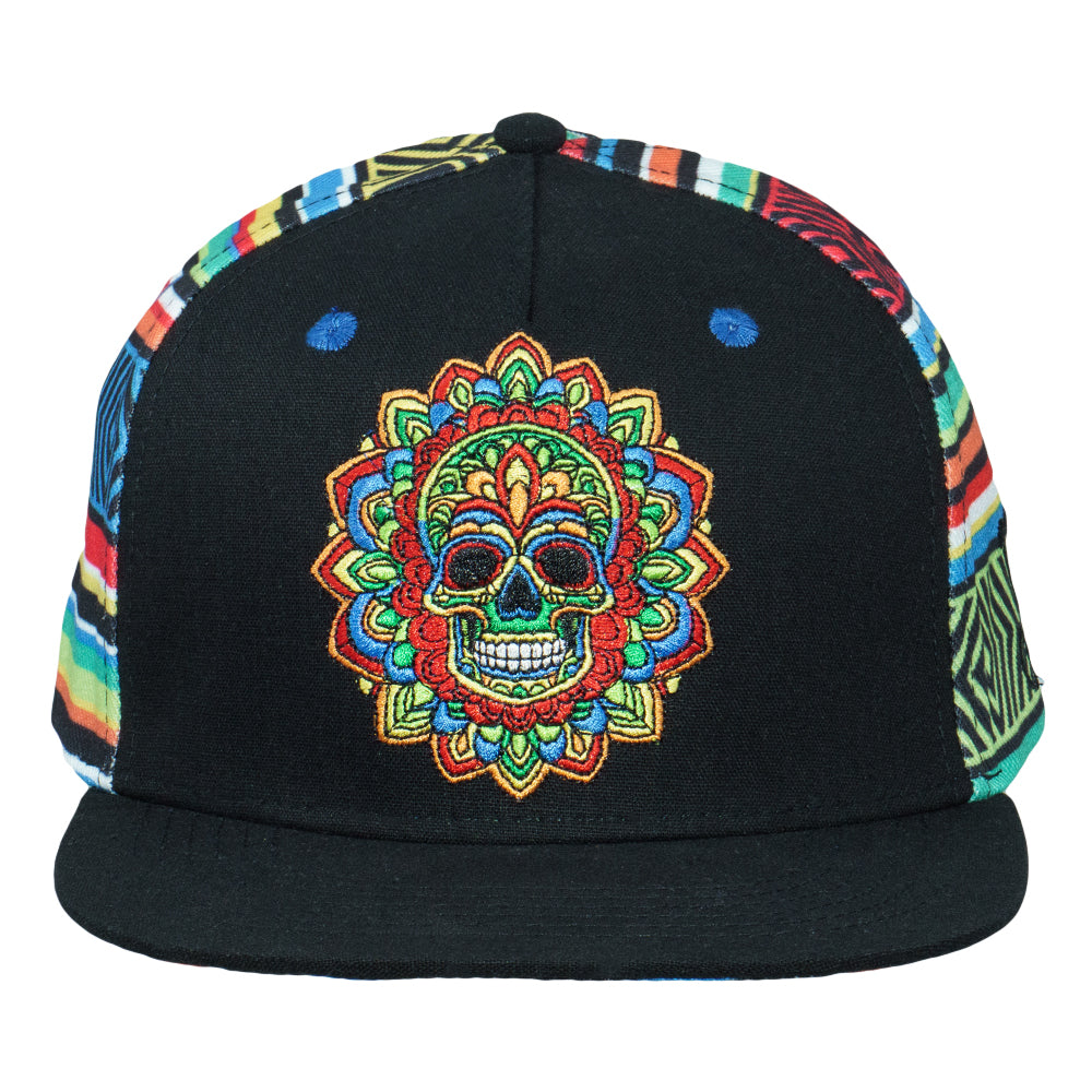 Dia De Los Muertos Sugar Skull Black Snapback Hat