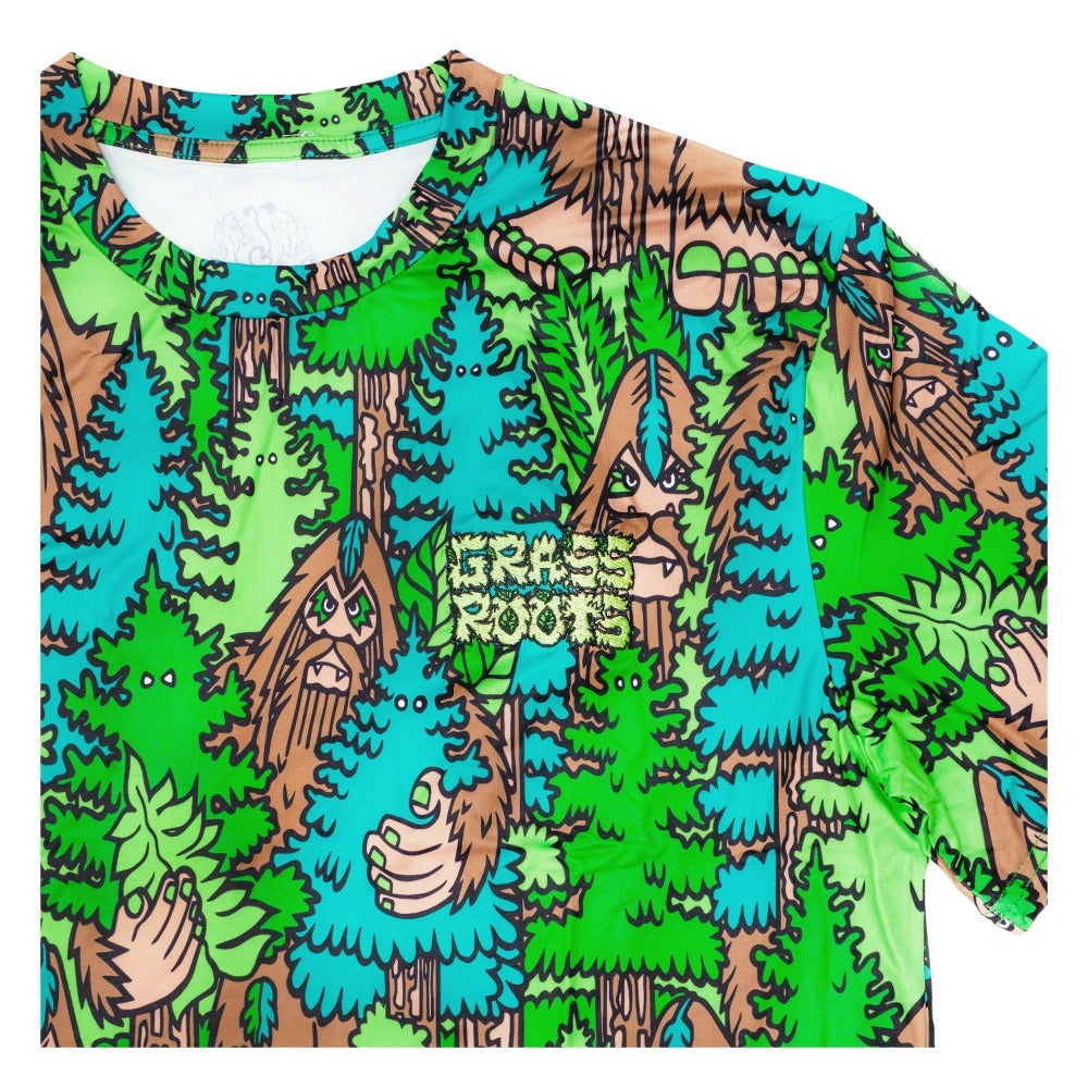 Bigfoot In The Woods Green T Shirt