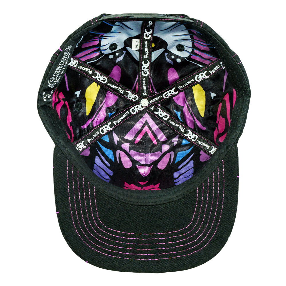 Psychedelic Bunny Black Snapback Hat
