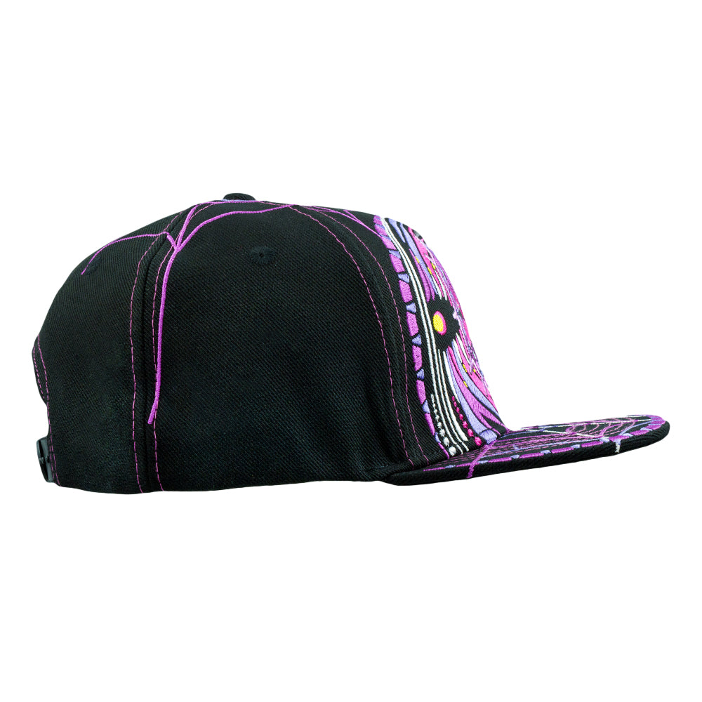 Psychedelic Bunny Black Snapback Hat