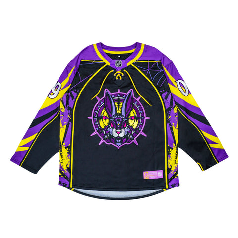 Psychedelic Bunny Black Hockey Jersey