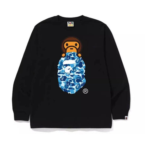BAPE ABC CAMO MILO APE L/S TEE (BLACK/BLUE)