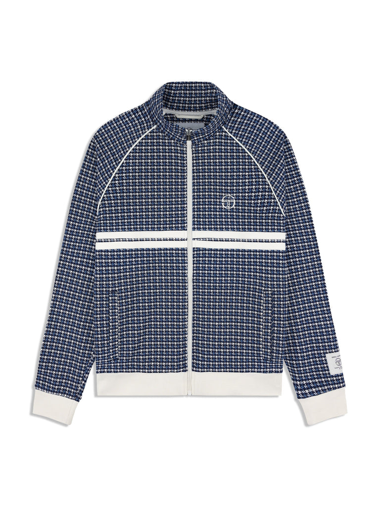Dallas Houndstooth Track Jacket- Maritime Blue
