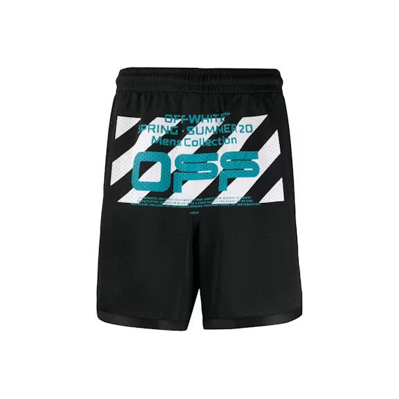 OFF-WHITE Wavy Line Mesh Shorts Black/Multicolor