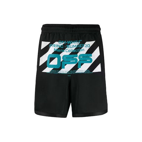 OFF-WHITE Wavy Line Mesh Shorts Black/Multicolor