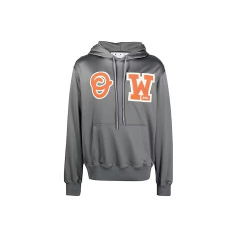 OFF-WHITE Patch Slim Hooded Sweatshirt Warm Grey Orange