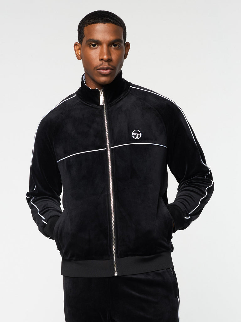 Lioni Velour Track Jacket- Black Beauty