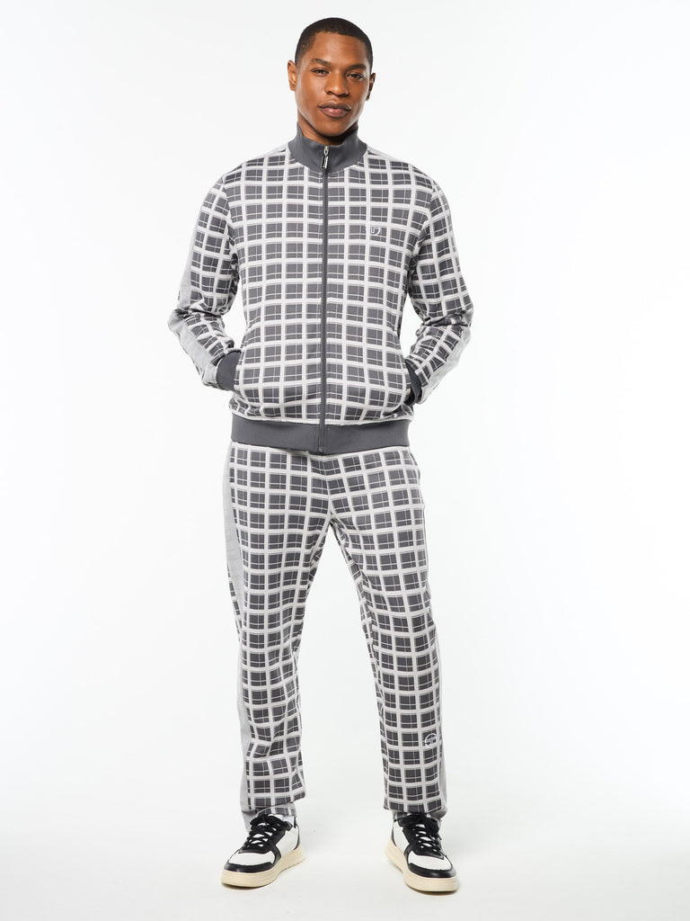 Damarindo Check Track Jacket- Quiet Grey