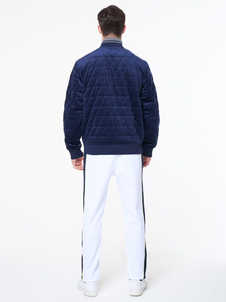 Redi Quilted Velour Bomber Jacket- Maritime Blue