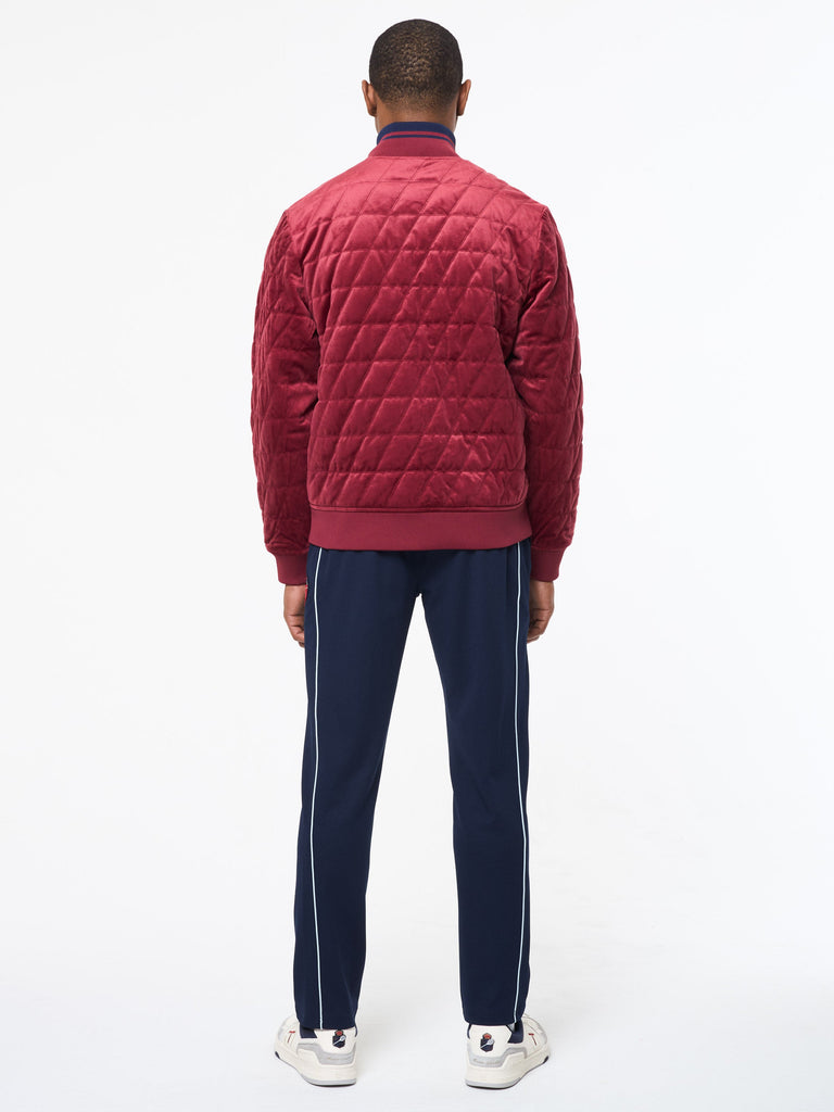 Redi Quilted Velour Bomber Jacket- Rhubarb