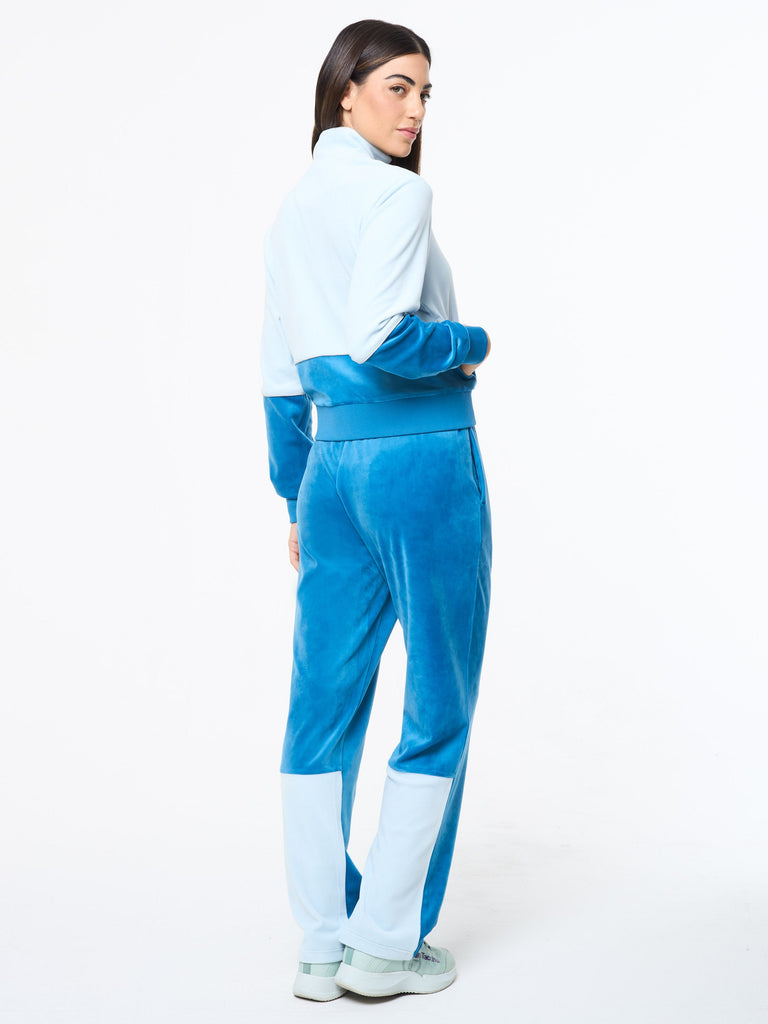 Lina Velour Track Jacket- Baby Blue