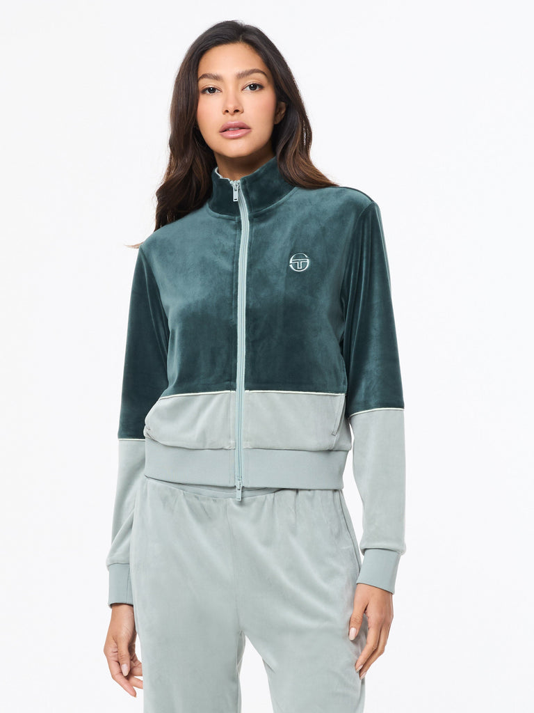Lina Velour Track Jacket- Green Gables