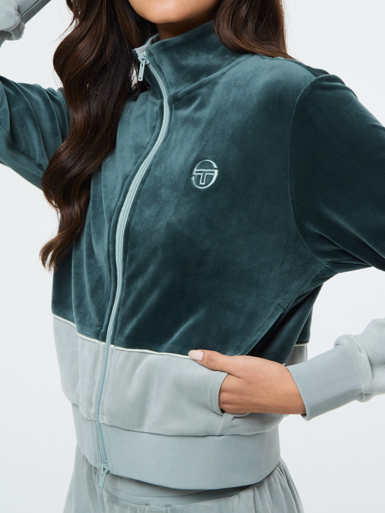 Lina Velour Track Jacket- Green Gables