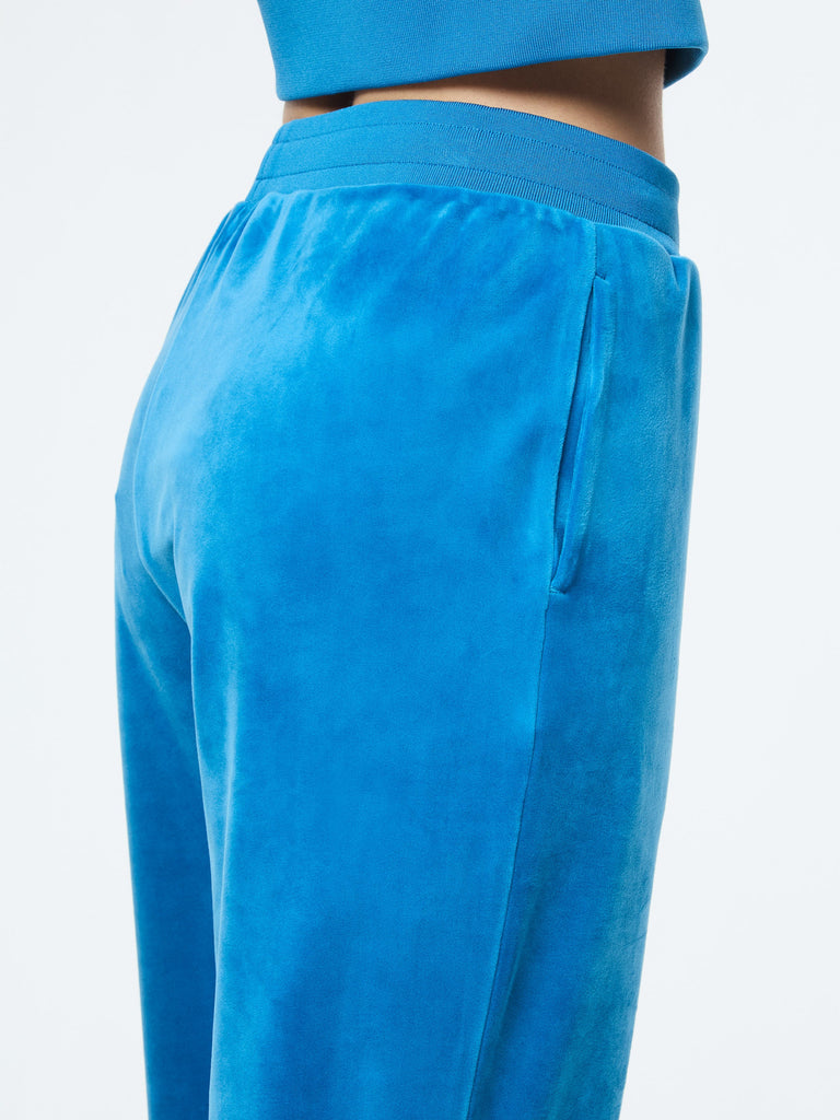 Lina Velour Track Pant- Baby Blue