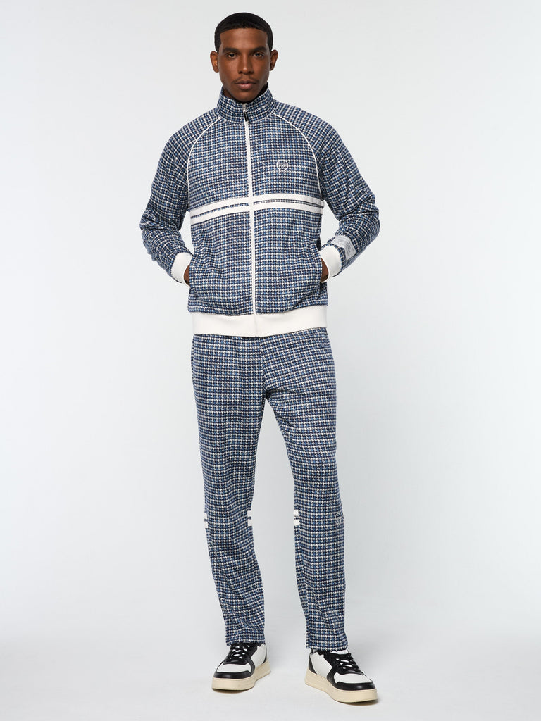 Dallas Houndstooth Track Jacket- Maritime Blue