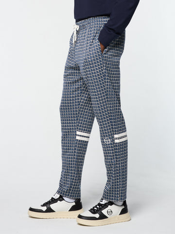 Dallas Houndstooth Track Pant- Maritime Blue