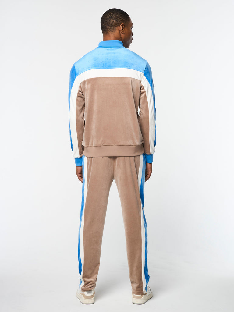 Lazaro Velour Track Jacket- Taupe Grey