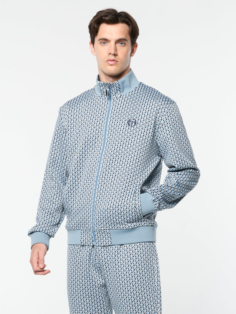Paolo Knit Track Jacket- Faded Denim