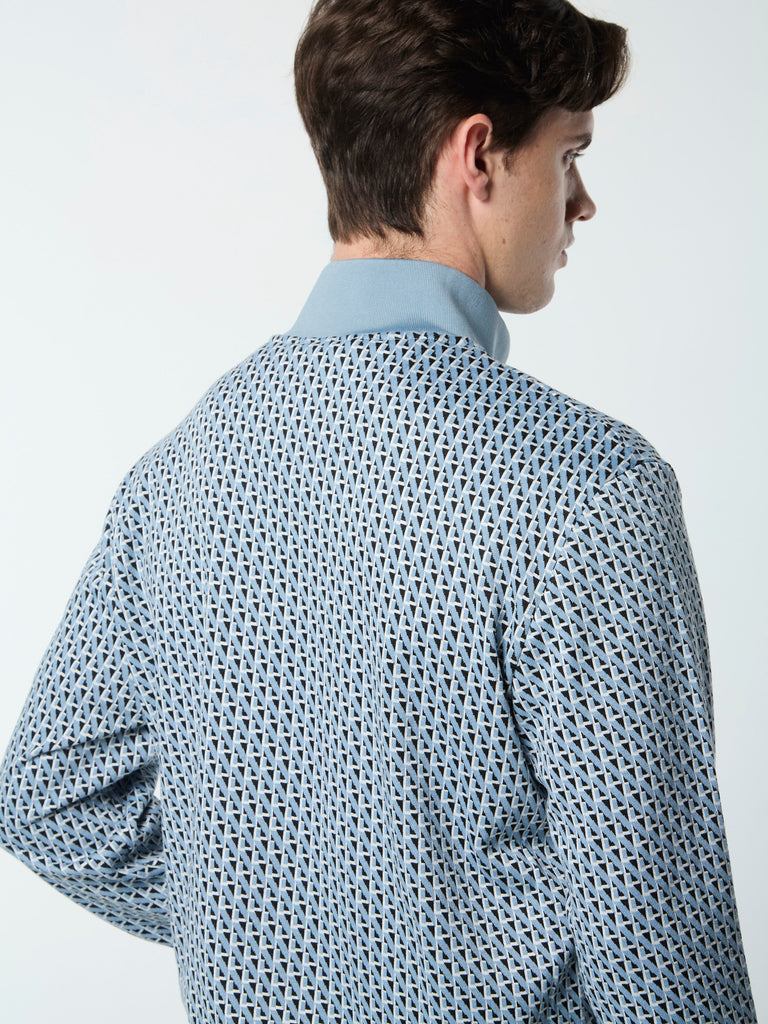 Paolo Knit Track Jacket- Faded Denim