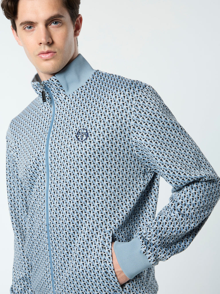 Paolo Knit Track Jacket- Faded Denim