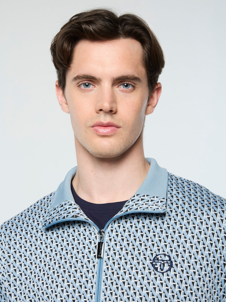 Paolo Knit Track Jacket- Faded Denim