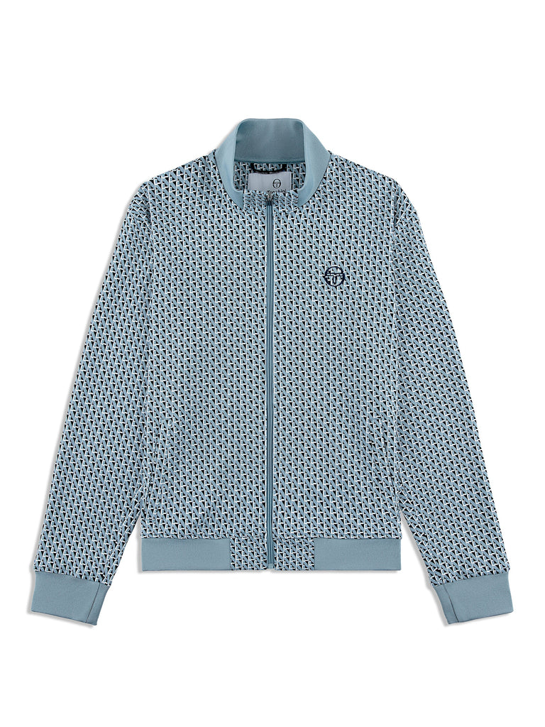 Paolo Knit Track Jacket- Faded Denim