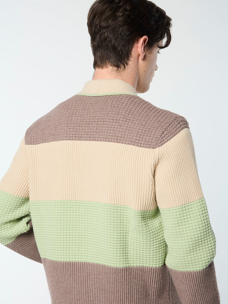 Enzo Striped Track Jacket- Taupe Grey