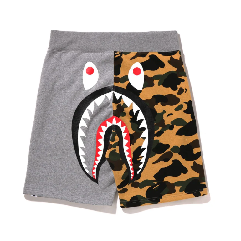 BAPE 1ST CAMO BACK SHARK SWEAT SHORTS (Grey)