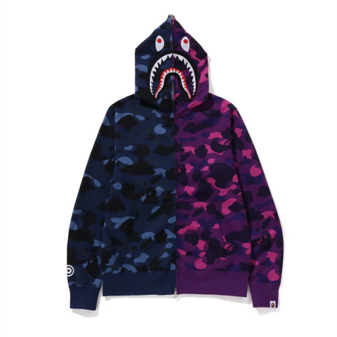 BAPE COLOR CAMO SEPARATE SHARK FZ HOODIE (Blue/Purple)